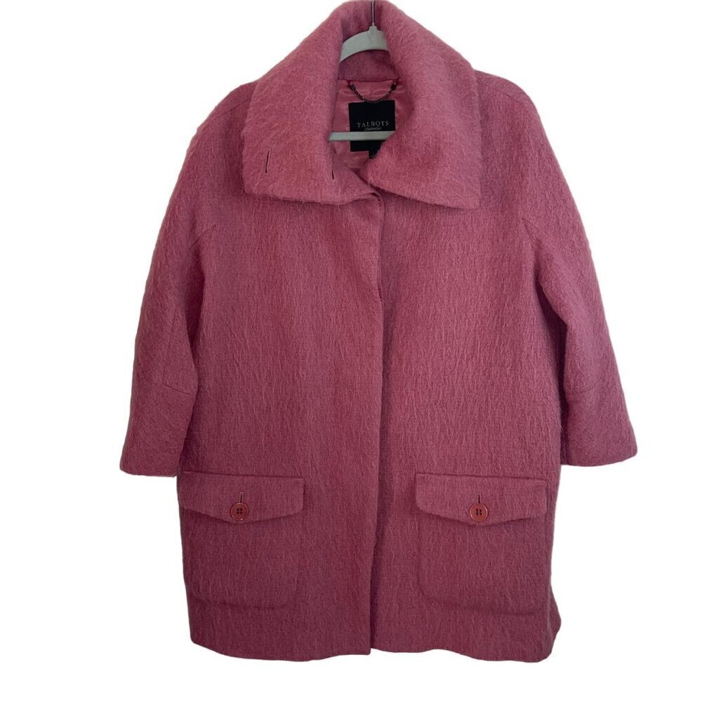 Talbots Womens Coat Size Large Pink Pockets Lined Back Vent Casual Wool